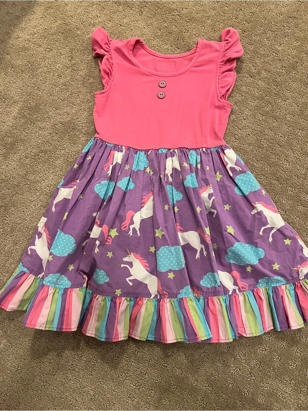 Eleanor Rose Pink & Purple Unicorn Rhonda Dress